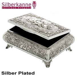 Filigree Rose Jewellery Box L 12 cm Silver-Plated Top Workman