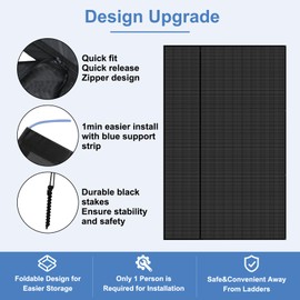 Gopper RV Awning Shade Screen with Zipper 8'x15'3", Black, 230GSM 8.2oz, 600D Mesh Blocks 88% Sunlight, Improves Shade & Privacy