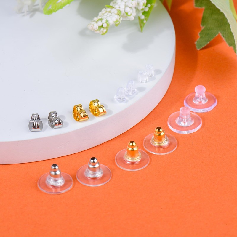 7 Styles Silicone Earring Backs Replacements for Studs/Droopy Ears/Heavy Earring,550Pcs