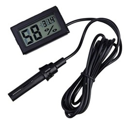 ARCELI 1 x 2-in-1 Digital LCD Embedded Thermometer Hygrometer with External for Reptile Incubator Aquarium Poultry - Black
