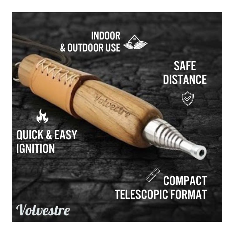 Pocket Bellows with Wooden Handle – Telescopic Fire Blower Tube,