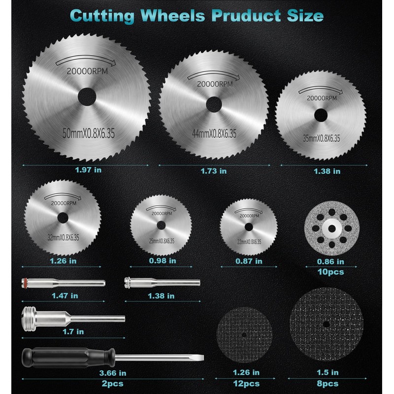 Cutting Wheel Set, 44Pcs Pro Cutting Wheels Kit for Dremel