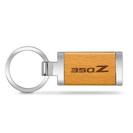 iPick Image for Nissan 350Z Laser Engraved Maple Wood Chrome Metal Trim Key Chain