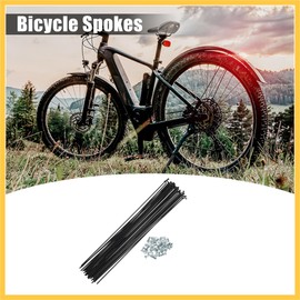 REPAIROCK 36 Pcs 14G J Bend 253mm x 2mm Bike Bicycle Spokes with Nipples Steel Black Auto Replacement Parts