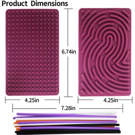 Double-Sided Silicone Sensory Activity Board, Fidget Toy for Calming, Stress, Anxiety, ADHD & Autism, Kids 3+ & Adults Sensory Toys, Fidget Pad with Portable Travel Bag & 20 Strings(Purple)