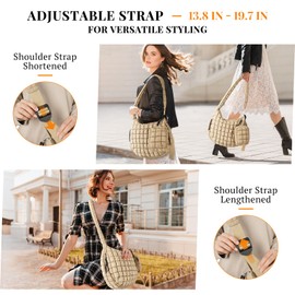 Puffer Tote Bag Quilted Carryall Bag Adjustable Shoulder Strap Puffy Hobo Bag Crossbody Bag for Women with Detachable Pouch (Khaki), Khaki