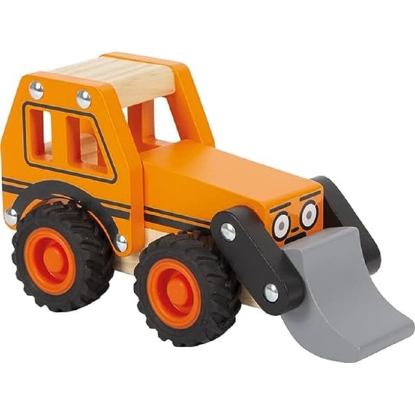 small foot Excavator made of FSC 100% certified wood, toy vehicle with front loader for children from 18 months, 12447
