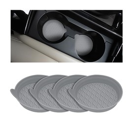 XINLIYA 4PCS Car Cup Holder Coasters, Non-Slip Silicone Vehicle Recessed Water Bottle Mats, Soft Sift-Proof Spill Automotive Interior Cup Pad Accessories, Universal for SUV, Truck, RV (Gray)