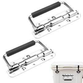 ZXNJA Pack of 2 Folding Handles, Box Handle, Folding Handles for Boxes, Folding Handles for Boxes, Crate Handle, Folding Handle, Stainless Steel Hardware Boxes with Insulated Rubber Handle Cover for
