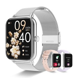 Smart Watch for Women with Bluetooth Call Answer/Dail,1.85" DIY Dial Fitness Watch with Heart Rate Sleep Monitor Step Counter 120+ Sports Modes Waterproof Women's Smart Watch for Android iOS (Silver)