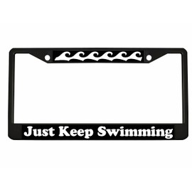 Just Keep Swimming Beach Style License Plate Frame Car Tag Holder Cover Car Accessories