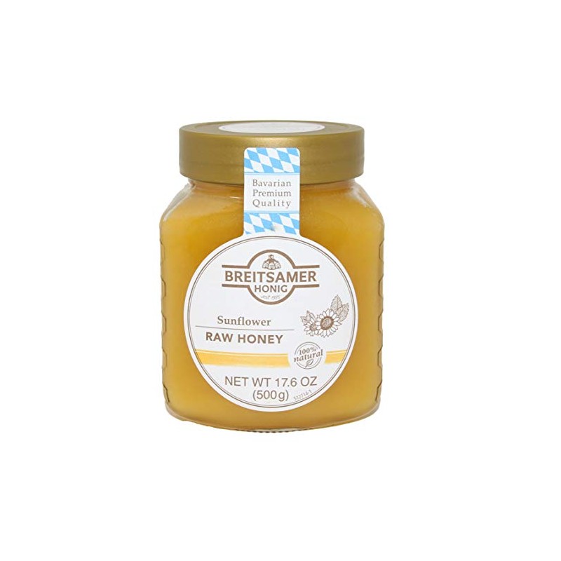 Breitsamer Sunflower Raw Honey Jar, 17.6 Ounce