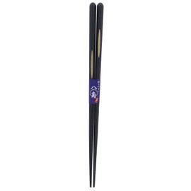 Ishida Chopsticks Octagonal Pure Gold Water Surface Wooden (Natural Wood) Lacquer Tip 9.1 inches (23 cm) Black