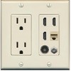 RiteAV Power Outlet 3 HDMI Coax Cat5e Toslink Wall Plate