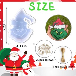 Rifanda Christmas Grinch Car Freshie Silicone Mold, Aroma Beads for Freshies, Supplies Starter Kit, White