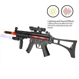 Kids SMG Toy Machine Gun Rifle with Dazzling Lights Sound Effect Pretend PlaySet