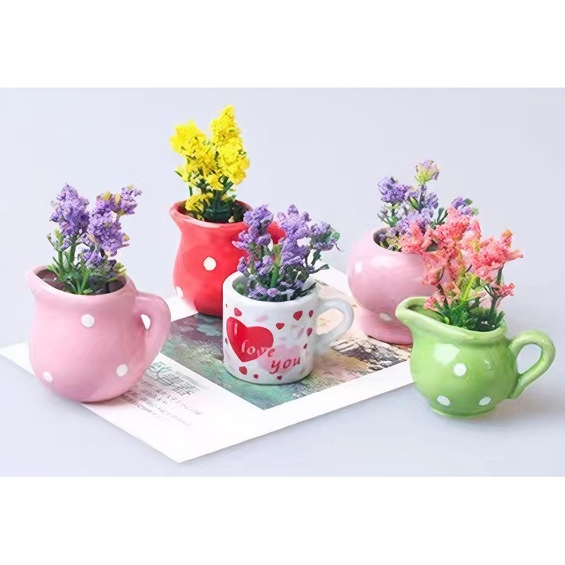 8PCS Mini Ceramic Flower Vase Fridge Magnets - Cute Tiny
