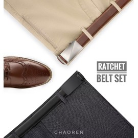 CHAOREN Men's Belt Pack of 2, 35 mm Automatic Leather Belt with Ratchet - Perfect Fit Can Be Cut to Size, Ideal as a Gift, Minimalist black/dark brown