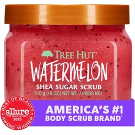 TREE HUT, Watermelon Shea Sugar Scrub, Exfoliante Corporal de Azúcar Natural con Manteca de Karité y Esencia de Sandía, Exfolia e Hidrata la Piel, 510 gramos