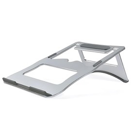 EZONEDEAL Ergonomic Portable Laptop Stand Notebook Save Space for Desk Table, Aluminium Foldable Laptop Stand for Desk Anti-Slip Design Tablet Laptop Holder - Laptop Riser Computer Stand (Silver)