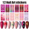 12 Sheets Pink Red Halloween Nail Stickers for Women, Gradient