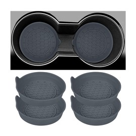 Osilly 4PCS Car Cup Holder Coaster, Silicone Non-Slip Vehicle Cup Holder Insert Pads, Automotive Interior Insulation Drink Cup Mats Decor Accessories, Universal for SUV, Sedan, Truck (Gray)