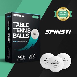 SPINSTI 40+ Professional 3 Star ABS Quality White Table Tennis Balls Set of 12 Ping Pong Balls for Indoor Sports Spherical and Celluloid-Free for Enhanced Performance