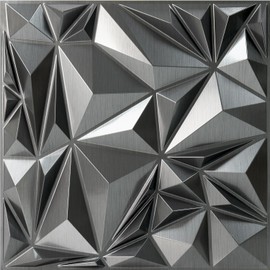 STICKGOO Diamond 3D Wall Panels, Brushed Silver Decorative Wall Covering Panels for Interior Wall Decor, PVC Accent Wall Panels for Living Room Bedroom Game Room