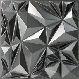 STICKGOO Diamond 3D Wall Panels, Brushed Silver Decorative Wall Covering Panels for Interior Wall Decor, PVC Accent Wall Panels for Living Room Bedroom Game Room
