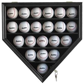DisplayGifts Baseball Display Case Baseball Holders for Balls Display with 21 Slots Wall Display Box 96% Clear Antifade UV Protection with Gold Locks for Homerun and Collector Autograph Balls