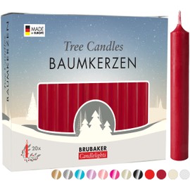 BRUBAKER Tree Candles - Pack of 40 - Dark Red - 3¾ x ½ Inches - Made in Europe - Christmas Wax Candles for Pyramids, Carousels & Chimes