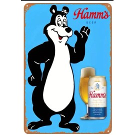 Hamm's HAMMS BEER BEAR WAVE 8"X12" TIN METAL SIGN DISTRESSED LOOK RETRO COOL