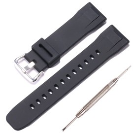 Silicone Quick release Watch Band Compatible with Casio PRG-650Y PRG-600 PRW6600 Men's Rubber Strap Replacement For Pro Trek PRG-650Y wristband Waterproof Bracelet 24mm Black Silver