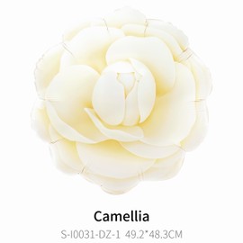 5Pcs Ivory White Camellia Balloons+Black Bow, French Elegant Floral Decor for Paris Themed Party, Mother's Day, Wedding, Spring Flower Afternoon Tea Party,Funeral Memorial Balloons(White)