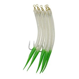 Kinetic Rubber Makk Available in Five Colours and Sizes, Pack of 5, Perma Steel Hooks (Glow, 8/0)