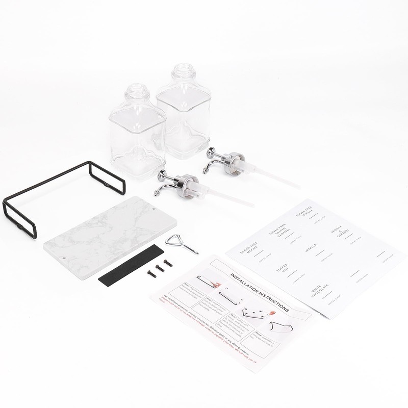 BathAce Coffee Syrup Dispenser for Coffee Bar, Clear Glass Syrup