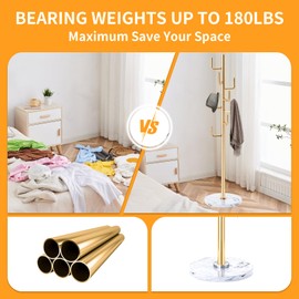 ZOZOE Metal Modern Coat Racks, Cactus Coat Rack Freestanding with Natural Marble Base, Golden Coat Rack Stand with 8 Hooks for Bags, Hats, Entryway, Office