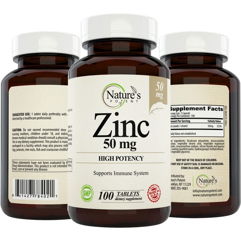 Zinc 50mg [High Potency] Supplement - Immune Support System from