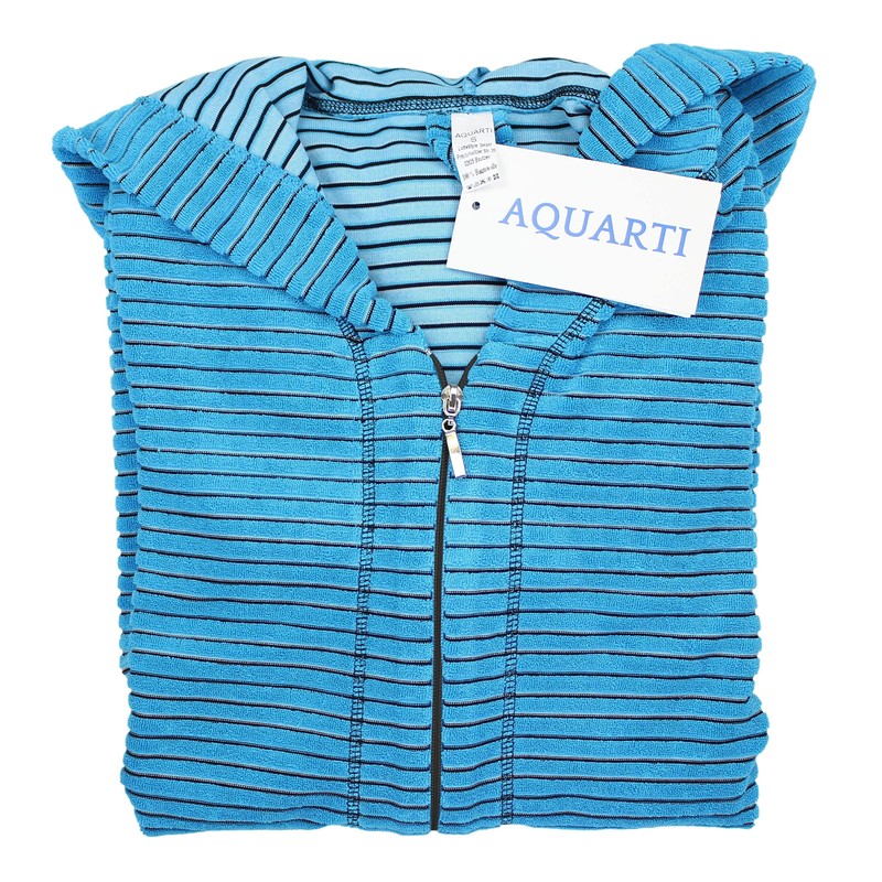 Aquarti Women's Bathrobe with Zip, Striped Pattern - l