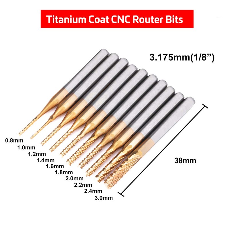40Pcs End Mill Bits Set 1/8" Shank, Mcwdoit CNC Router