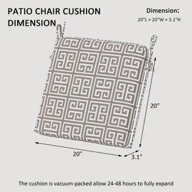 Localive Outdoor Dining Chair Cushion Pad 20"x20" 4Pcs- Tie Straps for Secure Fit, Water-Resistant, UV Resistant, Recycled PFAS-Free Fabric, 3-Year Fabric Warranty, Print 016