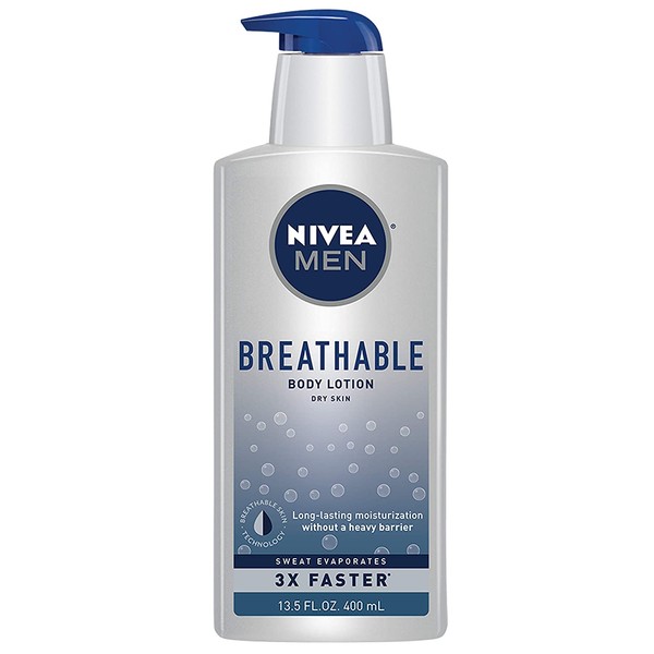 Nivea Men Breathable Body Lotion, Sweat Evaporates Faster, No Sticky Feel, Fresh Scent, Dry Skin, 13.5 Ounce