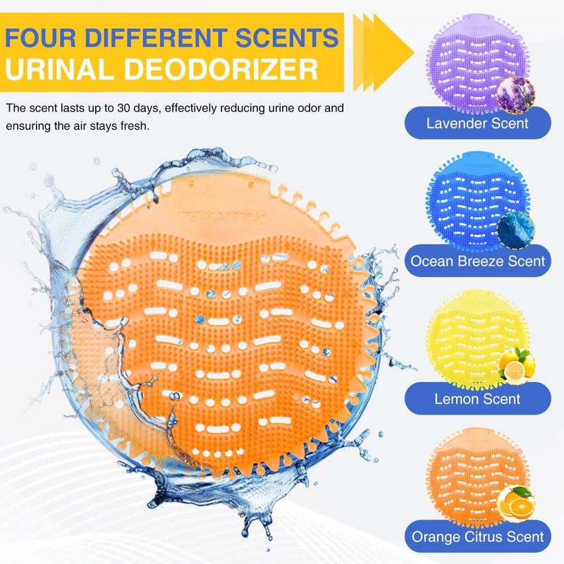 16 PACK Urinal Deodorizer Screen with 100 Gloves-3D Wave Anti-Splash