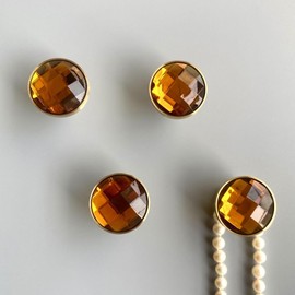 WIN CHAMP Solid Brass Rhinestone Wall Hooks, Coat Backpack Purse Screw-in Wall Hangers, Wall Mounted Fancy Hooks (Amber 4 Pack)