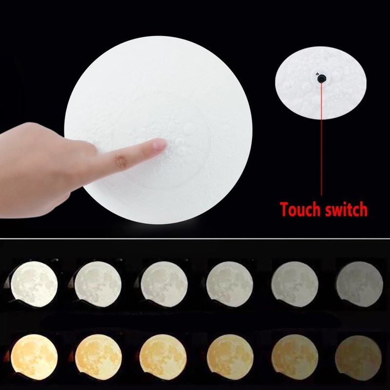 Mayround 3D Full Moon Lamp, 15cm/5.9 Inch LED Lunar Moon