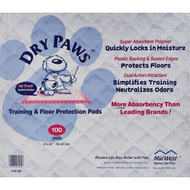 MidWest Dry Paws Training and Floor Protection Pads, 14-Count