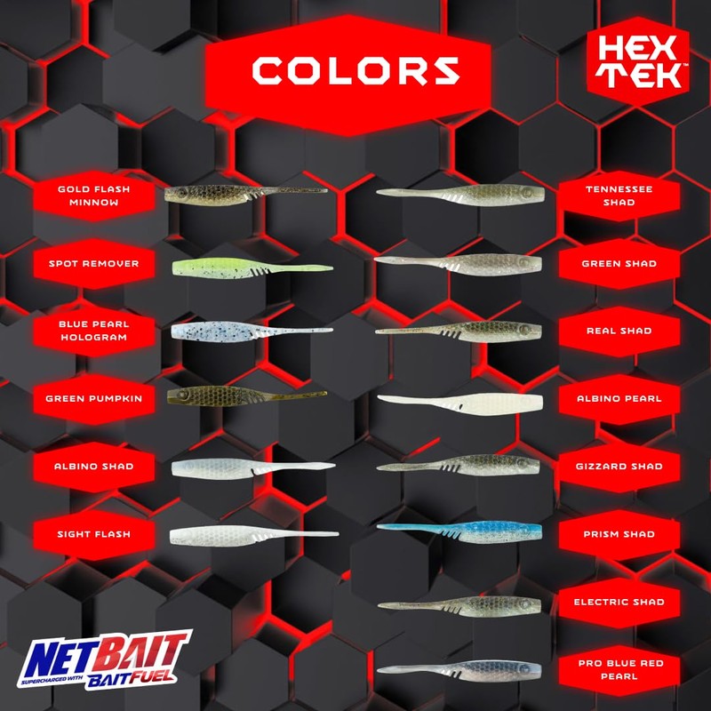 NetBait HexTek Supercharged with BAITFUEL 3'' EKO Shad - Prism