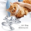 JUSTKIDSTOY Cat Ring 925 Sterling Silver Cute Animal Adjustable Open
