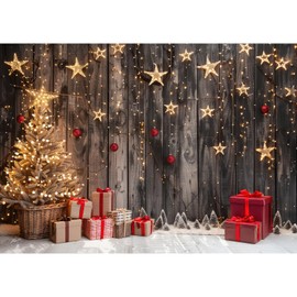 Christmas Photography Background, 2 x 1.5 m Ci-Fotto Photo Backgrounds Christmas Tree Colourful Lights Wooden Wall Background, Home Party Decoration Background, Kids Photography Backgrounds