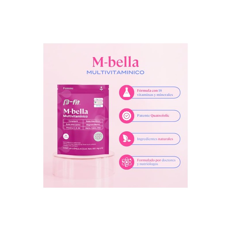 B-FIT Vitaminas para Mujer M-Bella 60 Cápsulas 683mg Multivitamínico